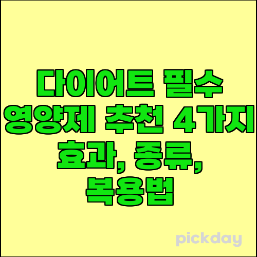 다이어트 필수 영양제 추천 4가지 효과, 종류, 복용법